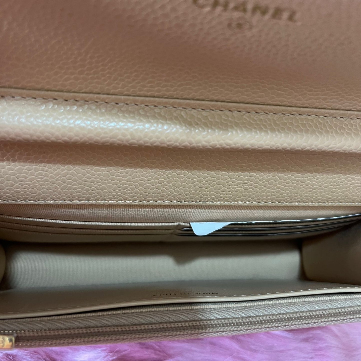 Chanel Classic Wallet On Chain Caviar Beige β 5"H x 7.5"L x 1.5"W