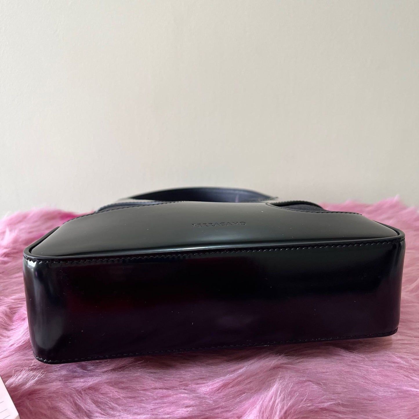 Ferragamo Cut-out Shoulder Bag β 9"H x 12"L x 4"W