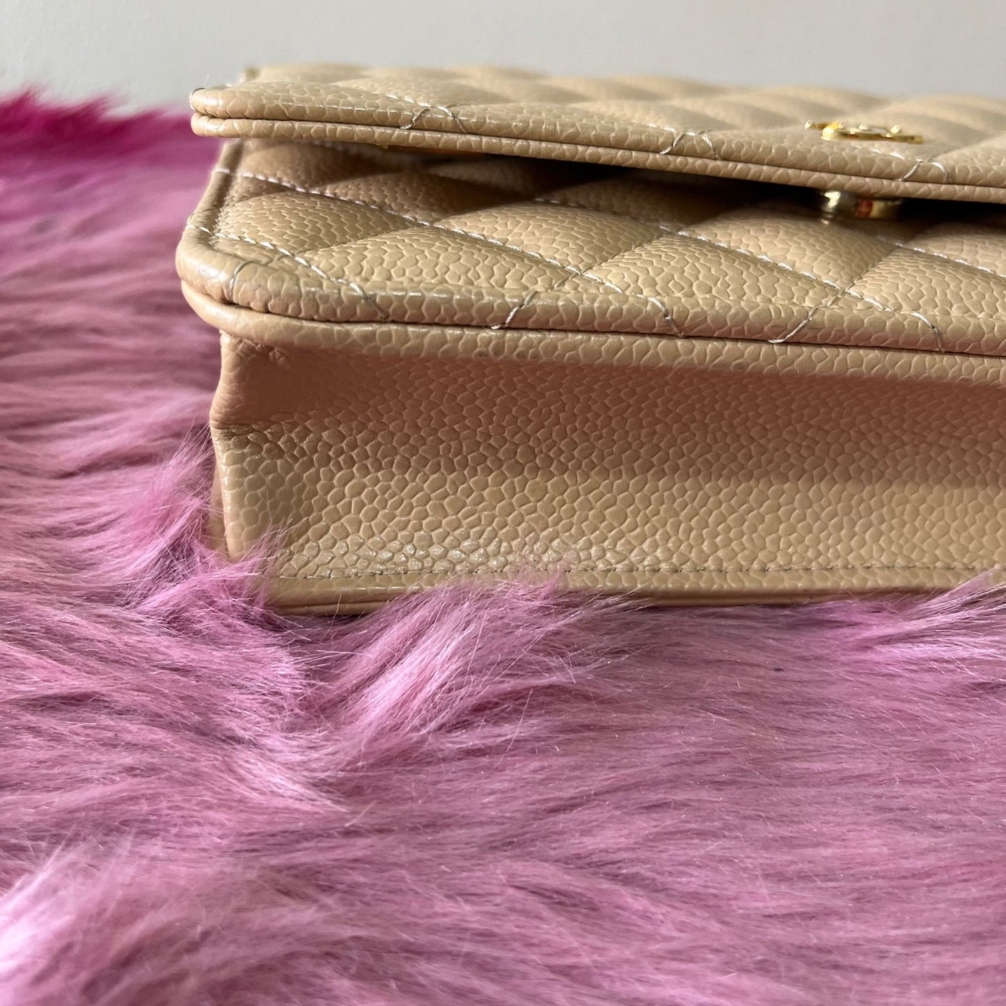 Chanel Classic Wallet On Chain Caviar Beige β 5"H x 7.5"L x 1.5"W