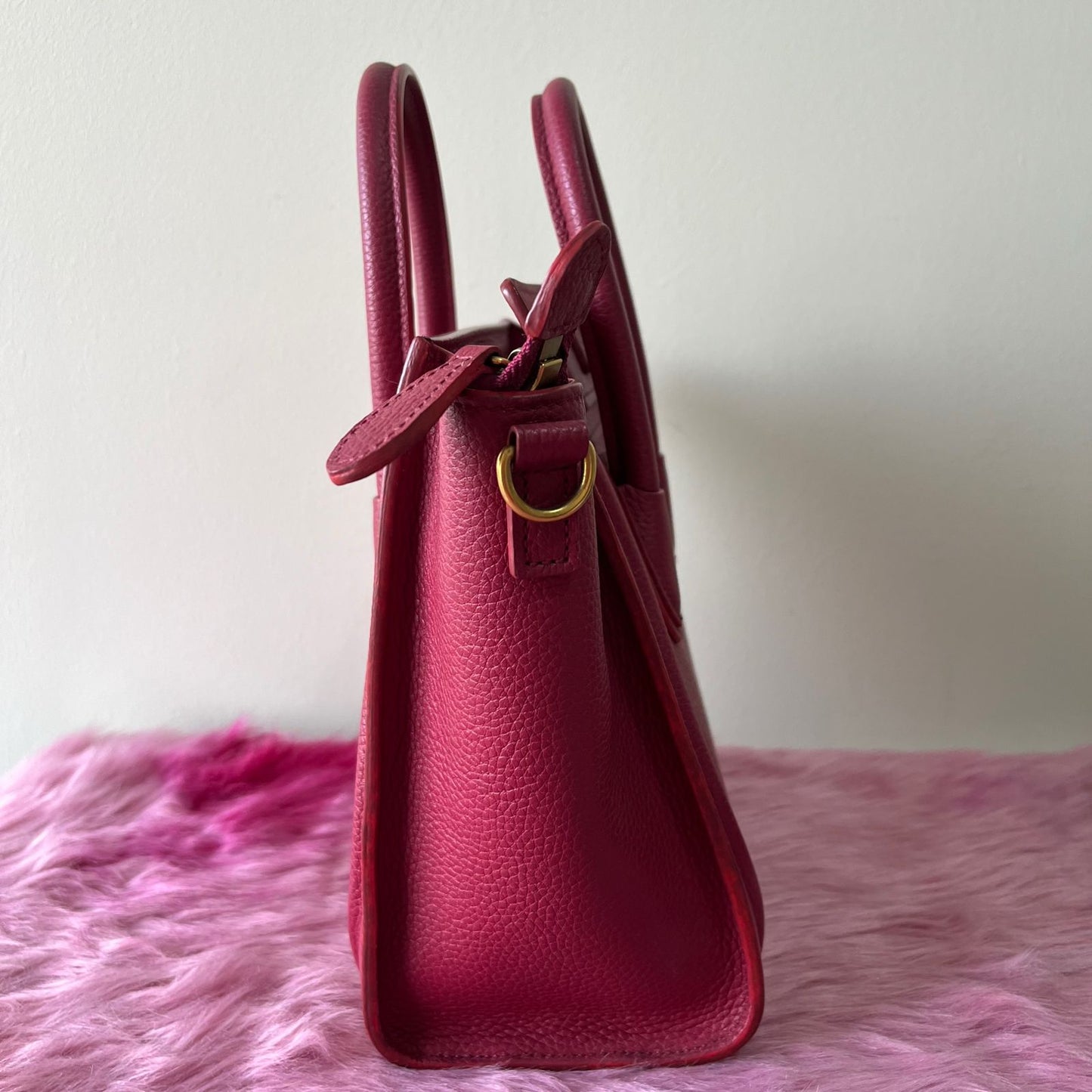Celine Nano Luggage Fuschia β 8"H x 8"L x 4"W