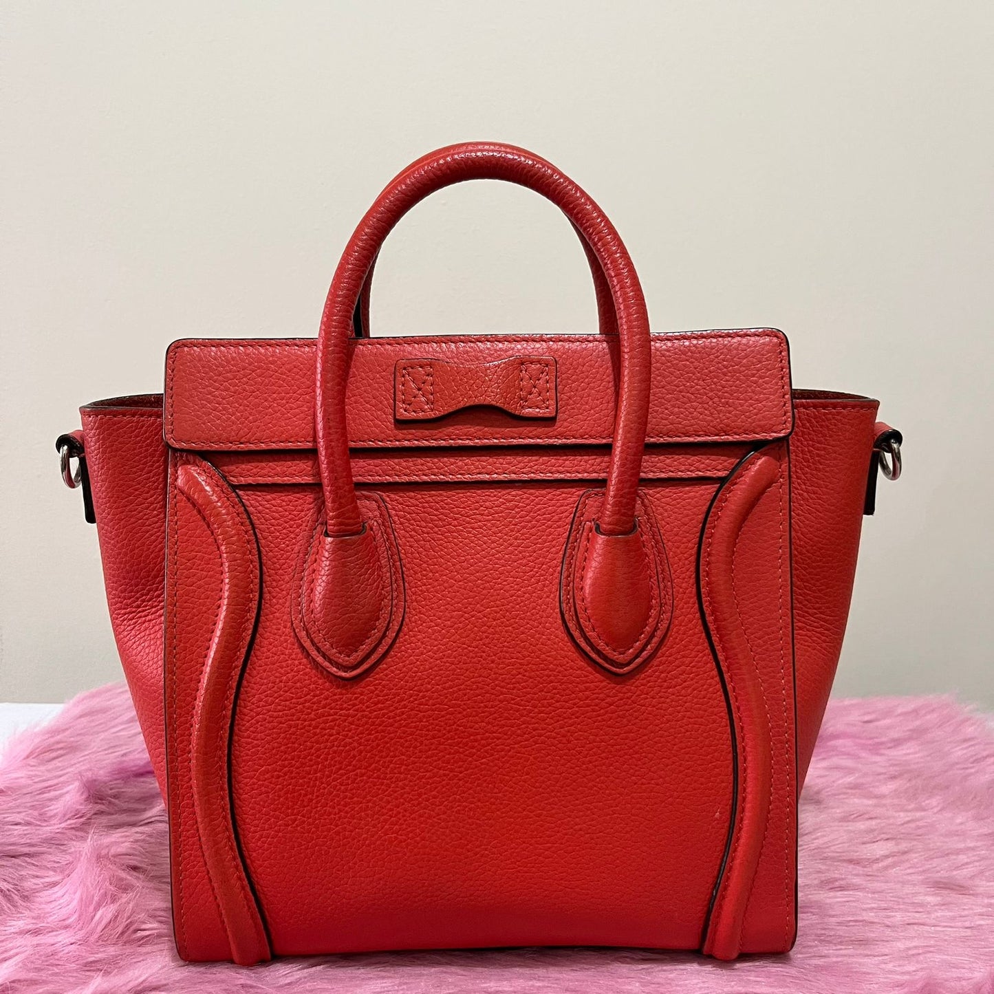 Celine Nano Luggage Red β 8"H x 8"L x 4"W