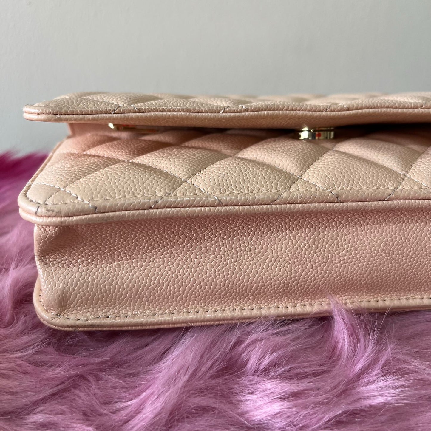 Chanel Classic Wallet On Chain Caviar Light Beige β 5"H x 7.5"L x 1.5"W