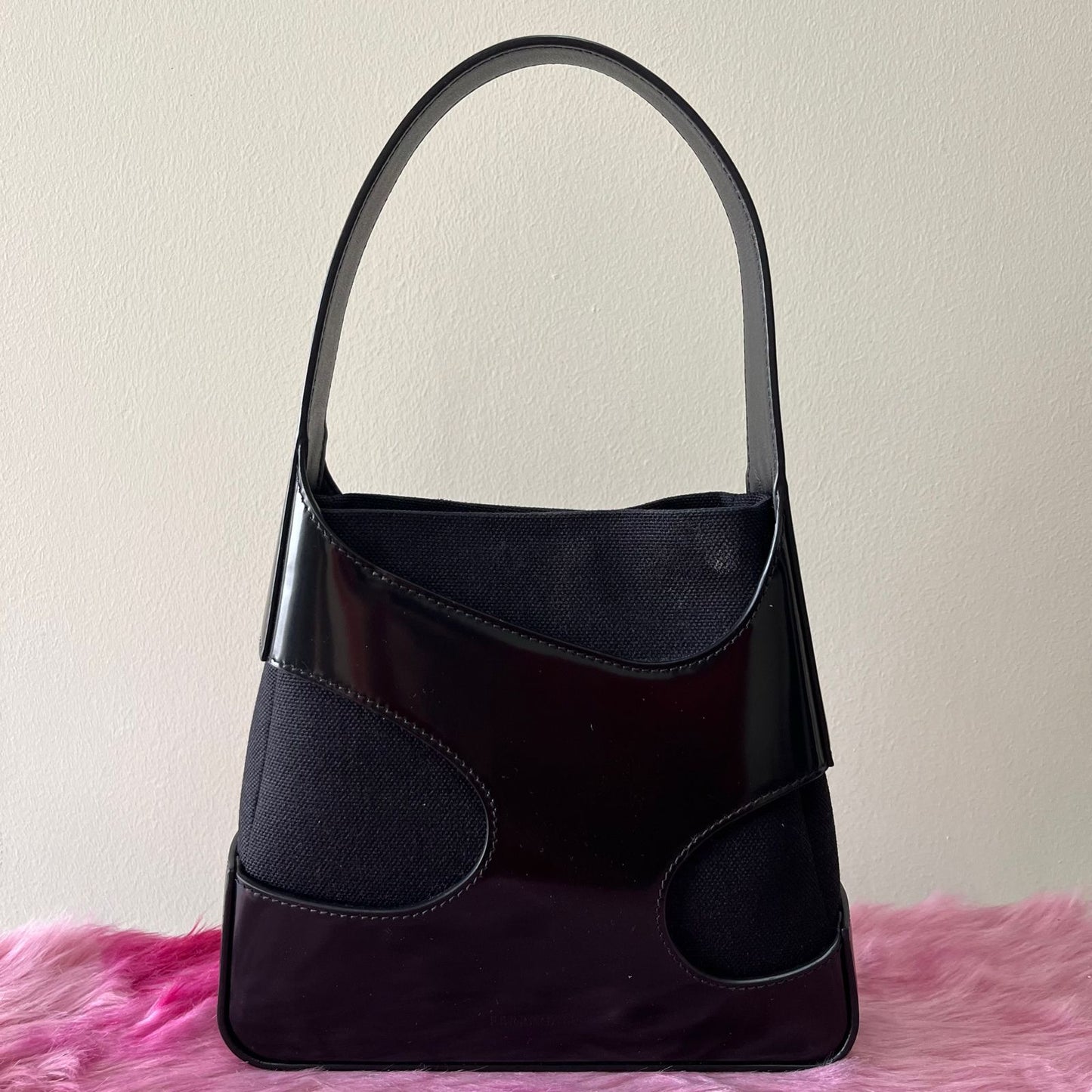 Ferragamo Cut-out Shoulder Bag β 9"H x 12"L x 4"W