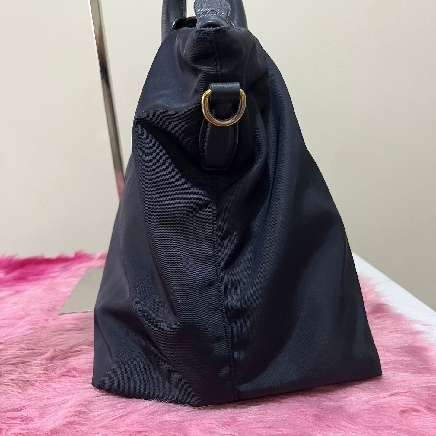 Prada Tessuto Saffiano Nylon 2-way Tote Navy Blue β 11"H x 13"L x 6"W