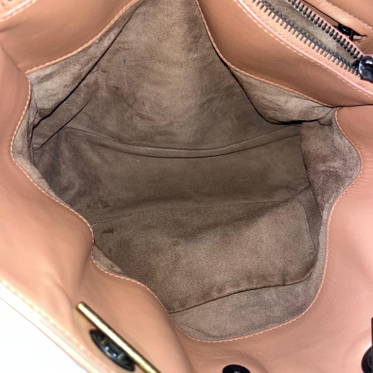 Bottega Veneta Nappa Intrecciato Double Chain Old Rose – 6.7"H x 10.2"L x 2.4"W