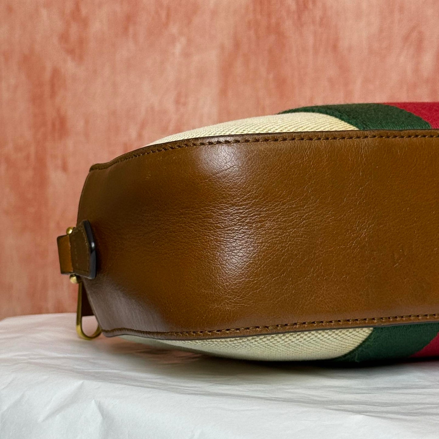 Gucci Vintage Web Canvas Camera Bag - Beige 5.91"H x 8.66"W