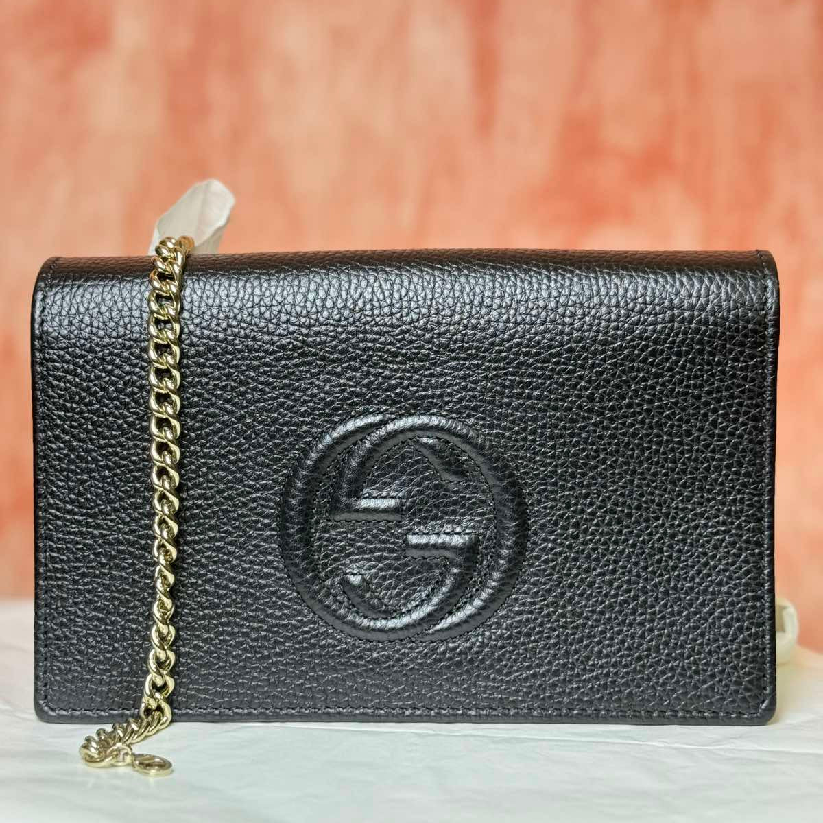 Gucci Soho Chain Wallet β Black 5" H x 8" W