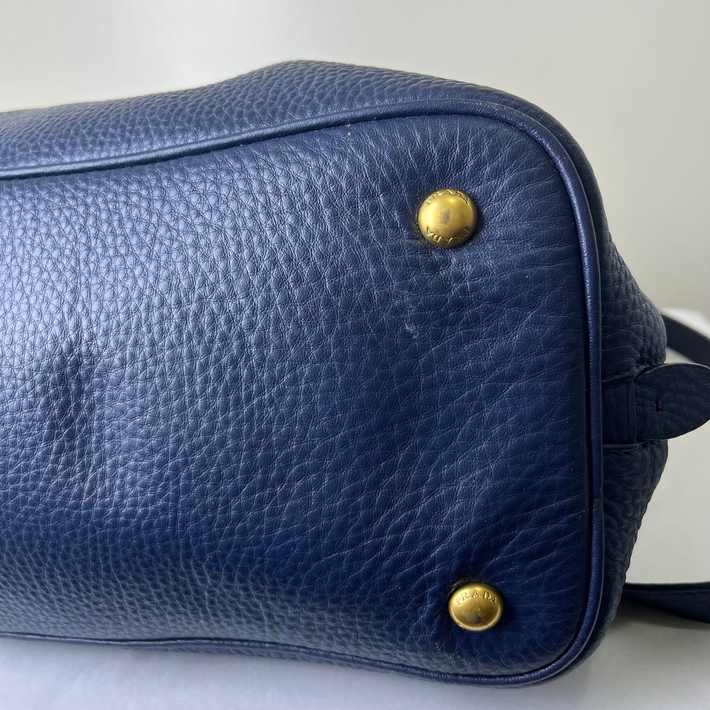 Prada Vitello Daino Navy Blue – 10.6"H x 14.2"L x 6.3"W