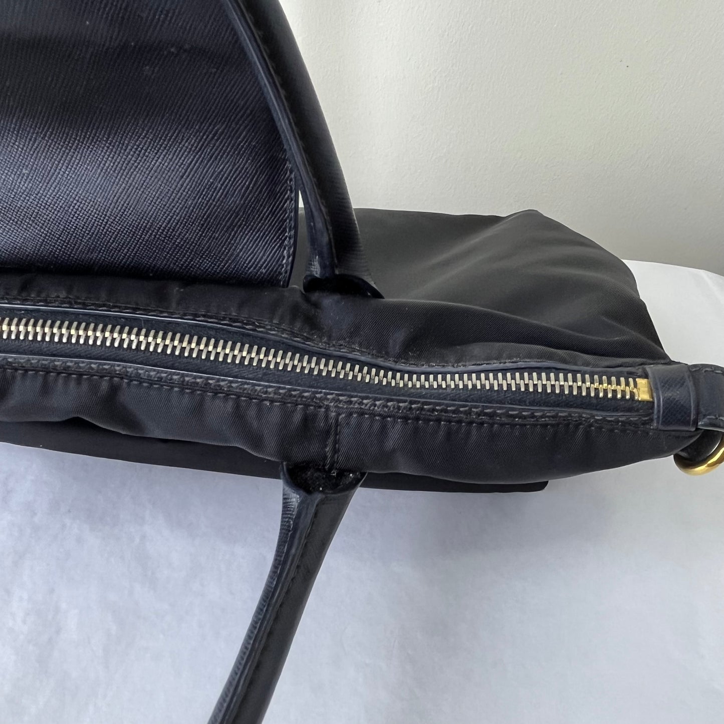 Prada Nylon Tote Black – 11.8"H x 14.8"L x 6.3"W
