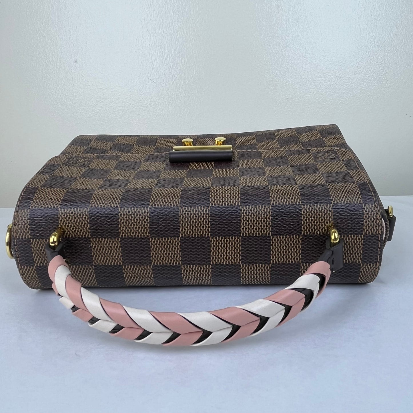Louis Vuitton Croisette Damier Ebene Pink Braided – 6.3"H x 7.9"L x 2.8"W