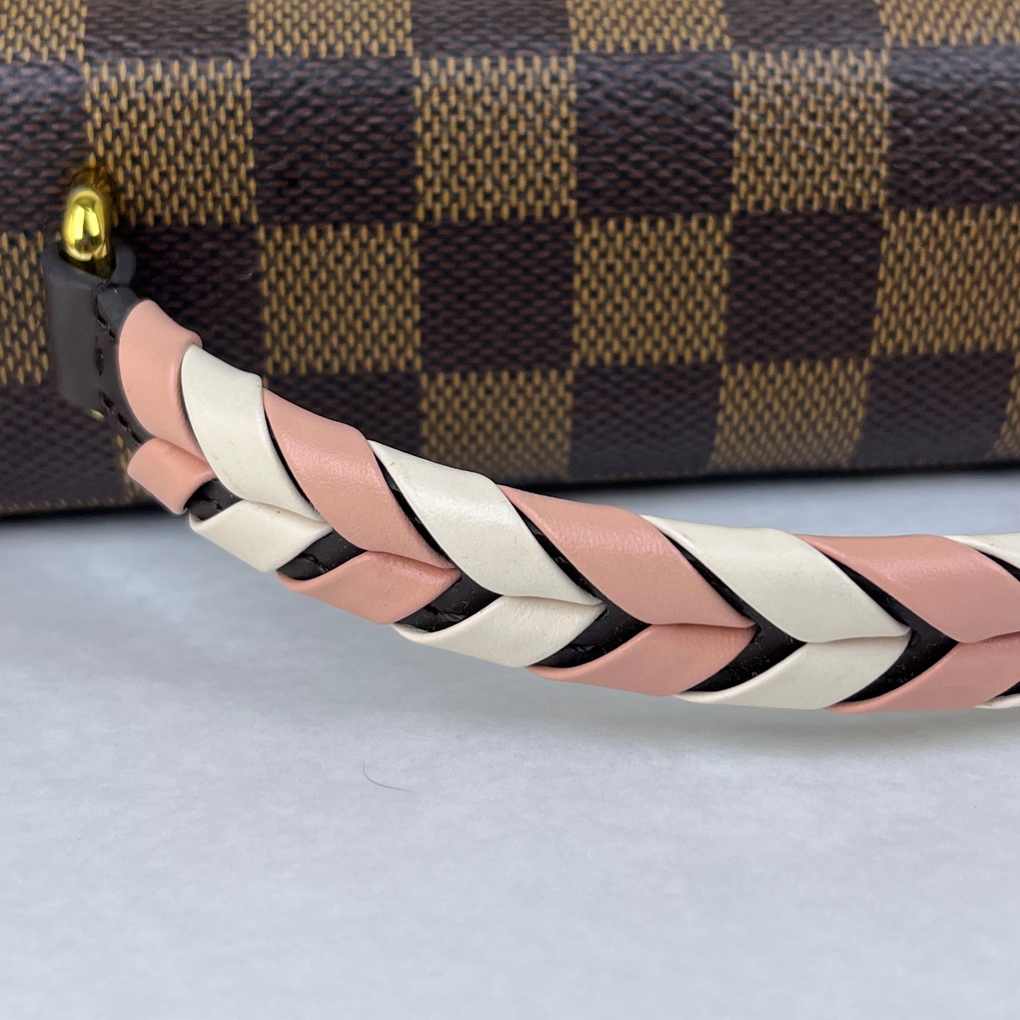 Louis Vuitton Croisette Damier Ebene Pink Braided – 6.3"H x 7.9"L x 2.8"W