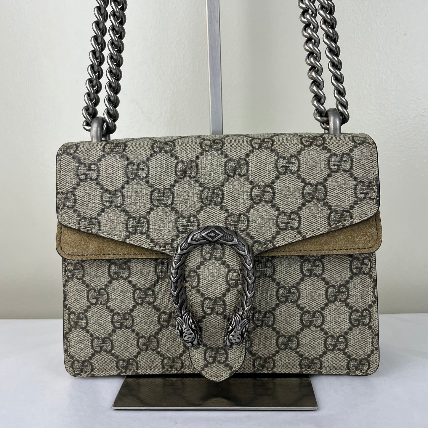 Gucci Dionysus GG Supreme Small – 8.5"H x 10.5"L x 2.8"W