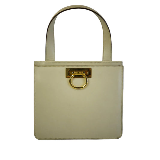 Celine Gancini -Style Top Handle Box Bag GHW Small