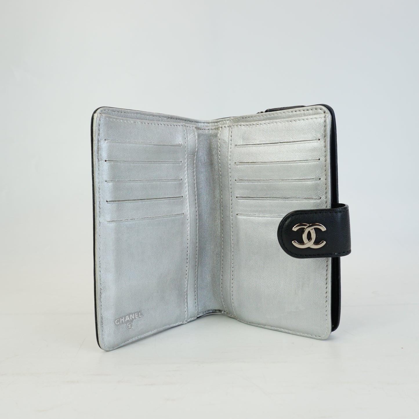 Chanel Camellia Embossed Wallet Black SHW