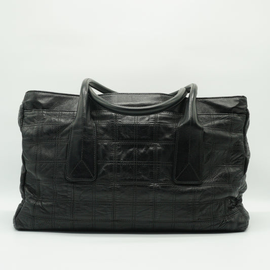 Chanel Lax Square Stitch Tote Black Bag Large SHW