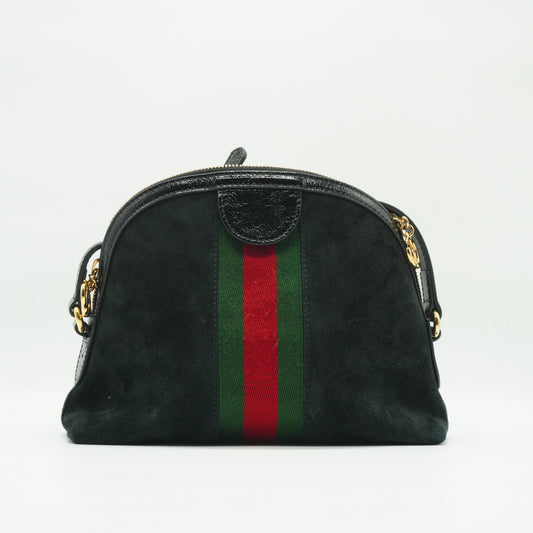 Gucci Ophidia Small Suede Dome Shoulder Bag Black GHW