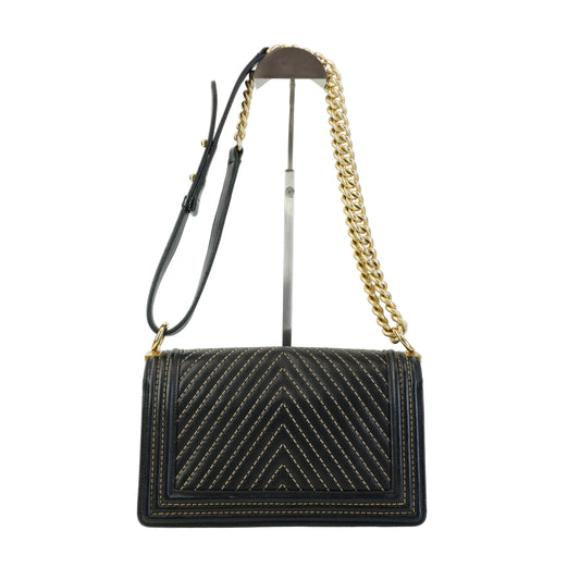 Chanel Boy Bag Stitching Black Medium GHW