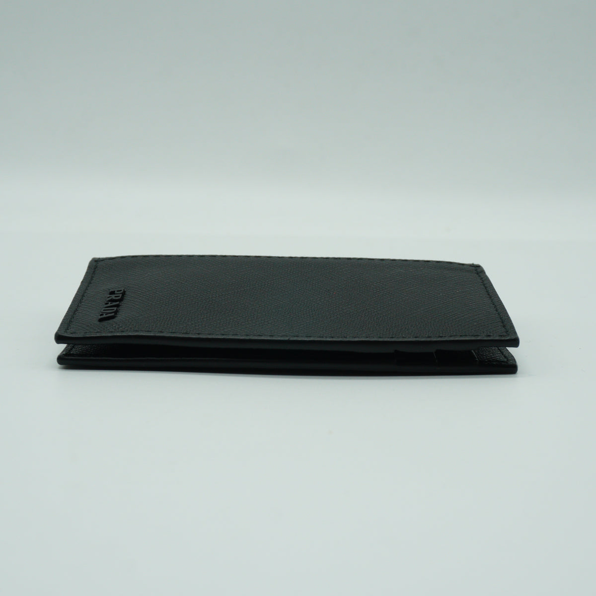 Prada Saffiano Leather Vertical Card Holder Black Wallet