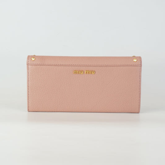 Miu Miu Studded Ribbon Bifold Wallet Small GHW