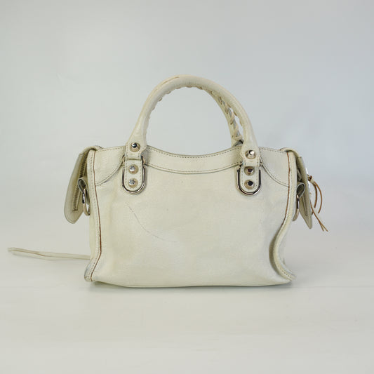Balenciaga Classic Mini City Bag White SHW
