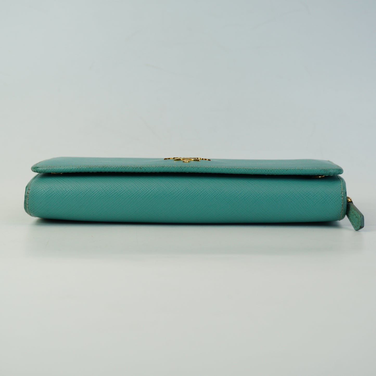 Prada Saffiano Leather Continental Wallet Tiffany Blue GHW