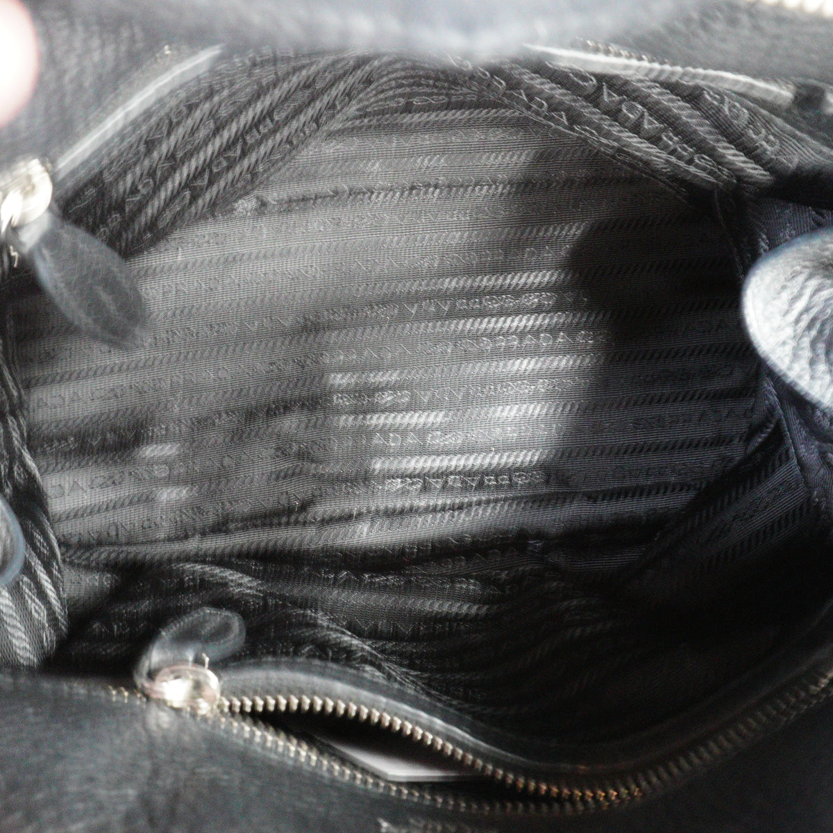 Prada Vitello Daino Bowler Medium Bag Black SHW