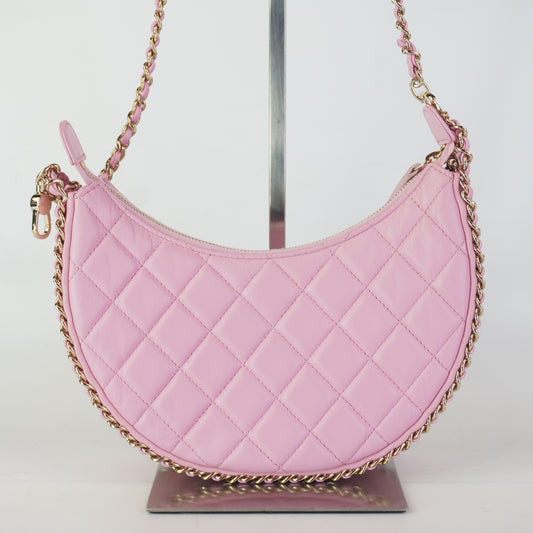 Chanel Small Half Moon Chain Small GHW Baby Pink