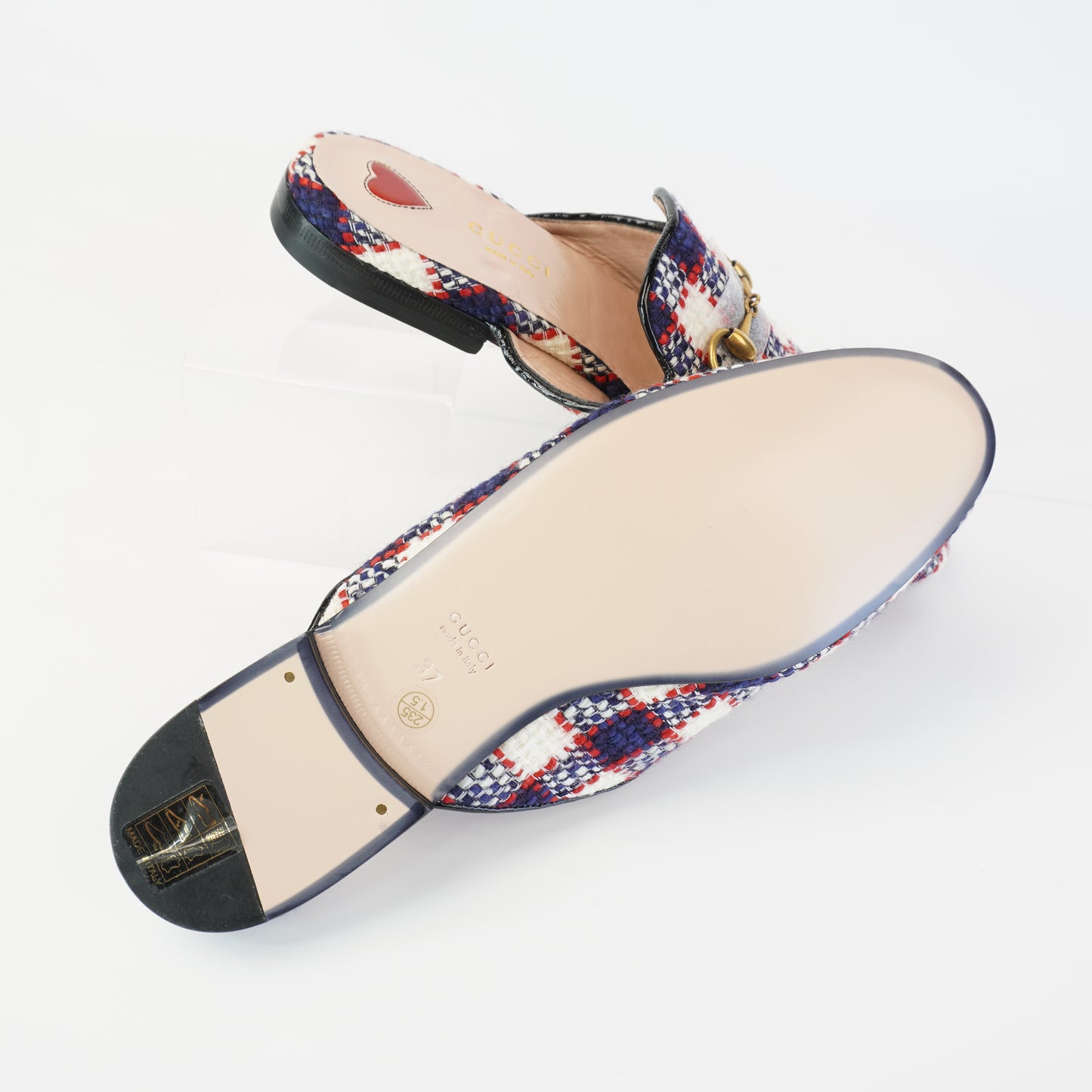 Gucci Price Town Horsebit Mules Size 37 Red/White