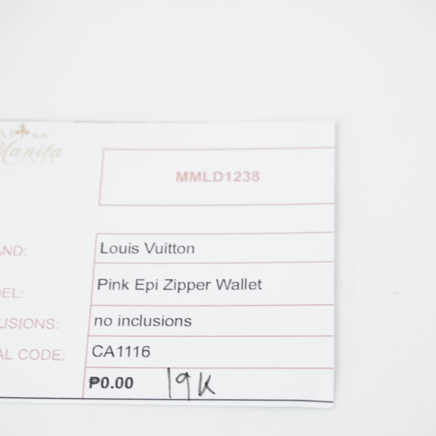 Louis Vuitton Pink Epi Zipper Wallet