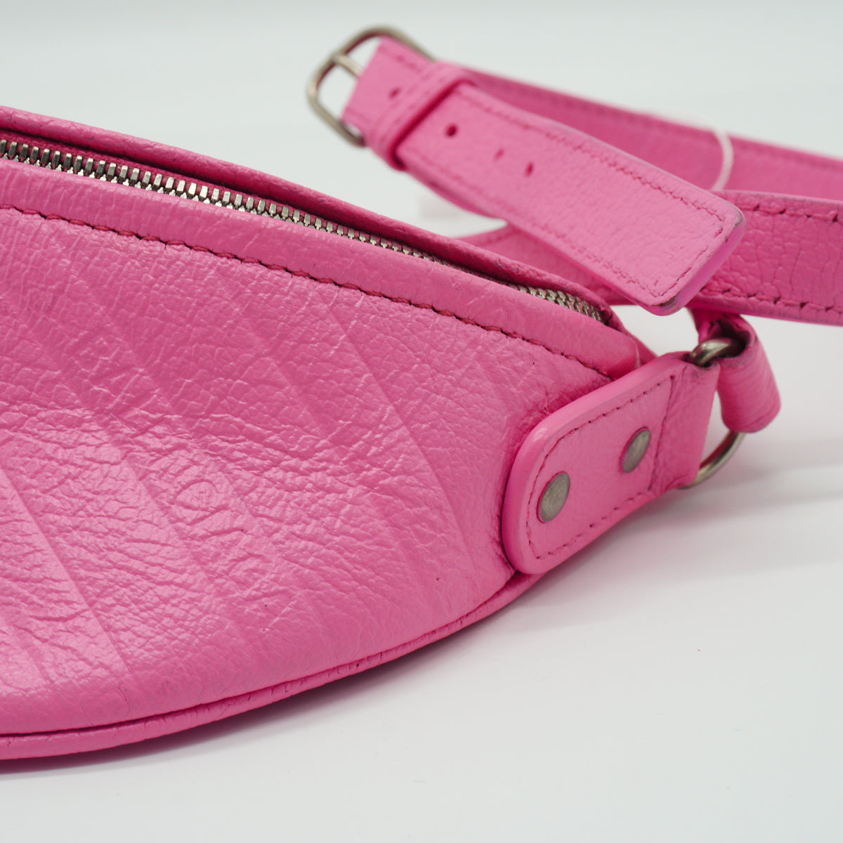 Balenciaga Souvenir Logo Embossed Small Belt Bag Pink SHW