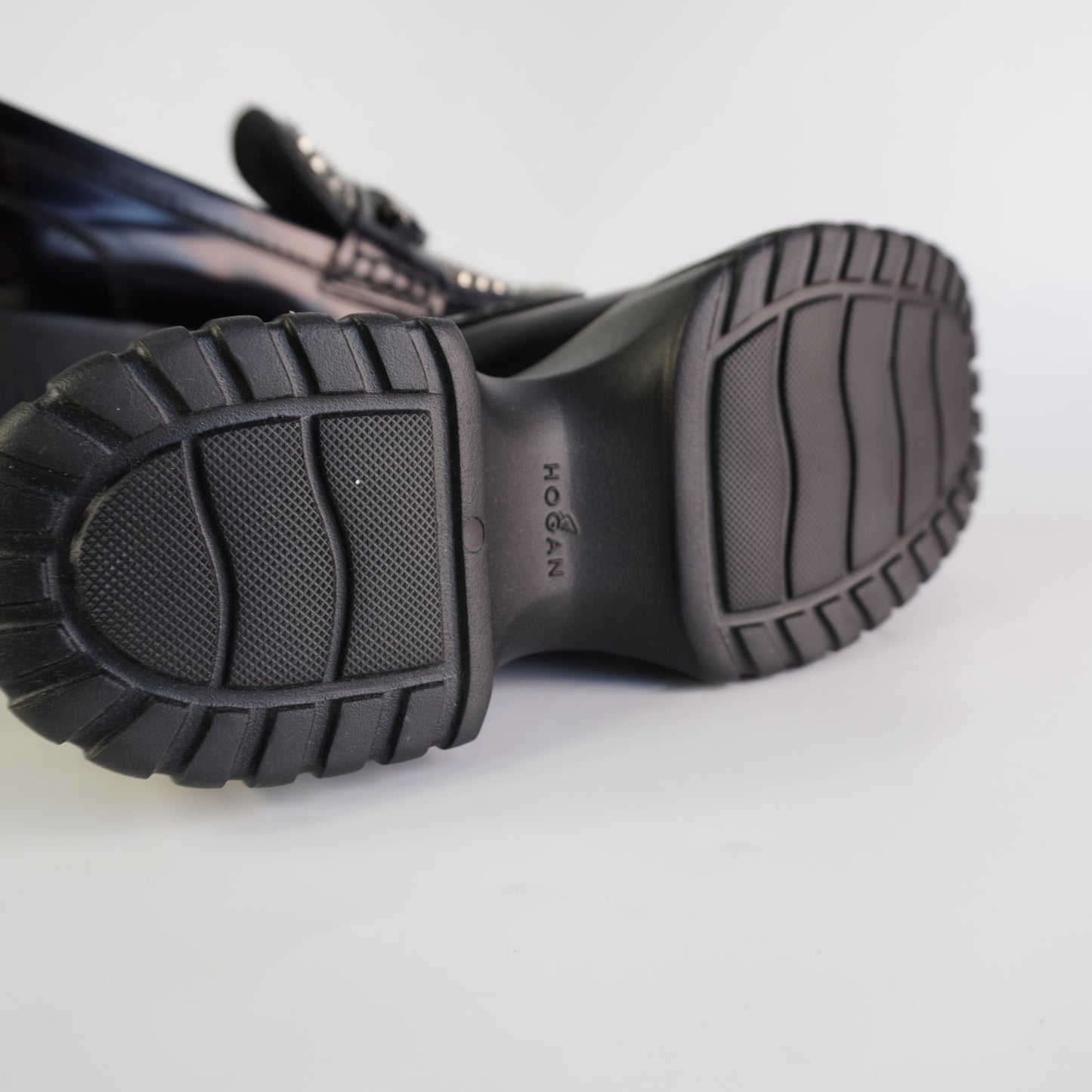 Hogan H-Stripes Wedge Leather Loafers size 38