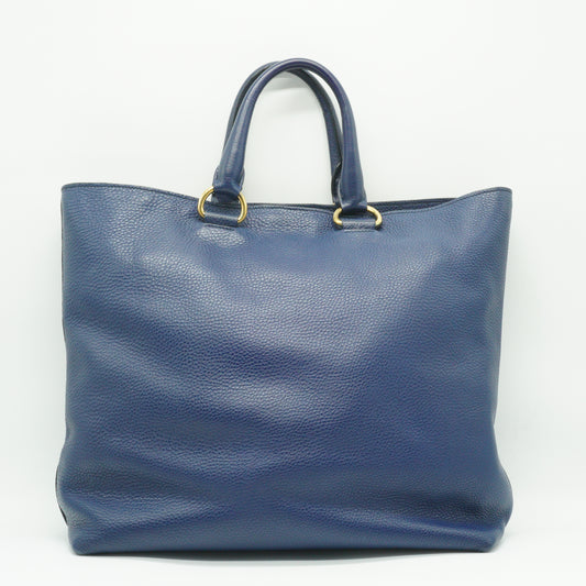 Prada Vitello Daino leather Shopping Tote blue large GHW