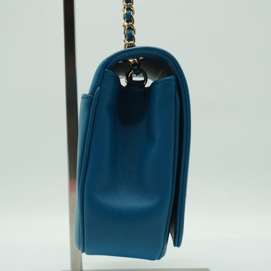Chanel CC Mania Flap Bag Blue Lambskin Small GHW