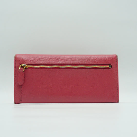 Prada Saffiano Leather Continental Wallet Peony Pink GHW