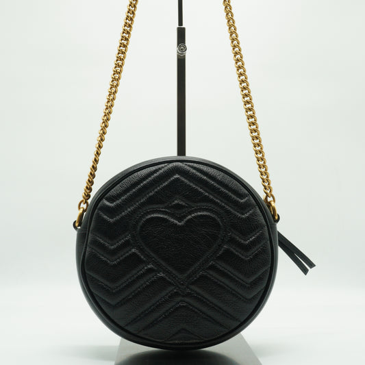 Gucci Marmont Round Shoulder Bag Mini black GHW