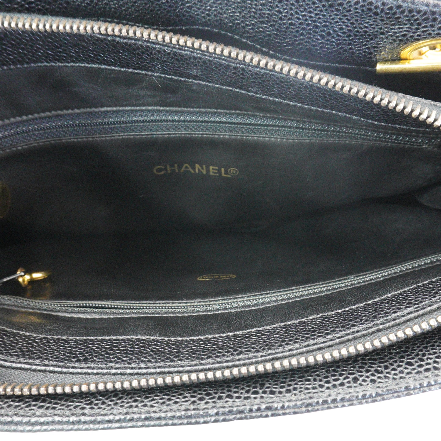 Chanel Vintage Caviar Fiont Pocket Tote Bag GHW Medium