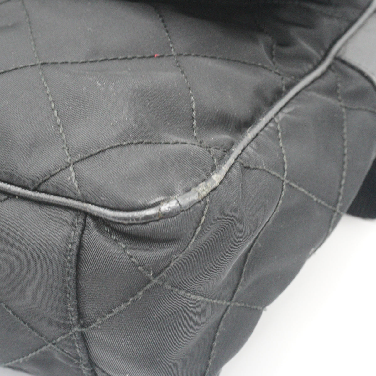 Prada Quilted Tessuto Nylon Messenger Bag Black Medium SHW