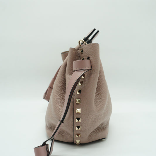 Valentino Rockstud Double Flap Crossbody Bag Small Poudre GHW