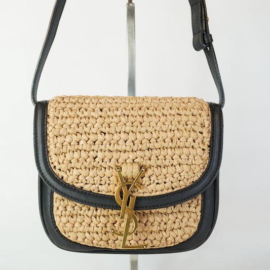 YSL Kaia Raffia Black Small GHW
