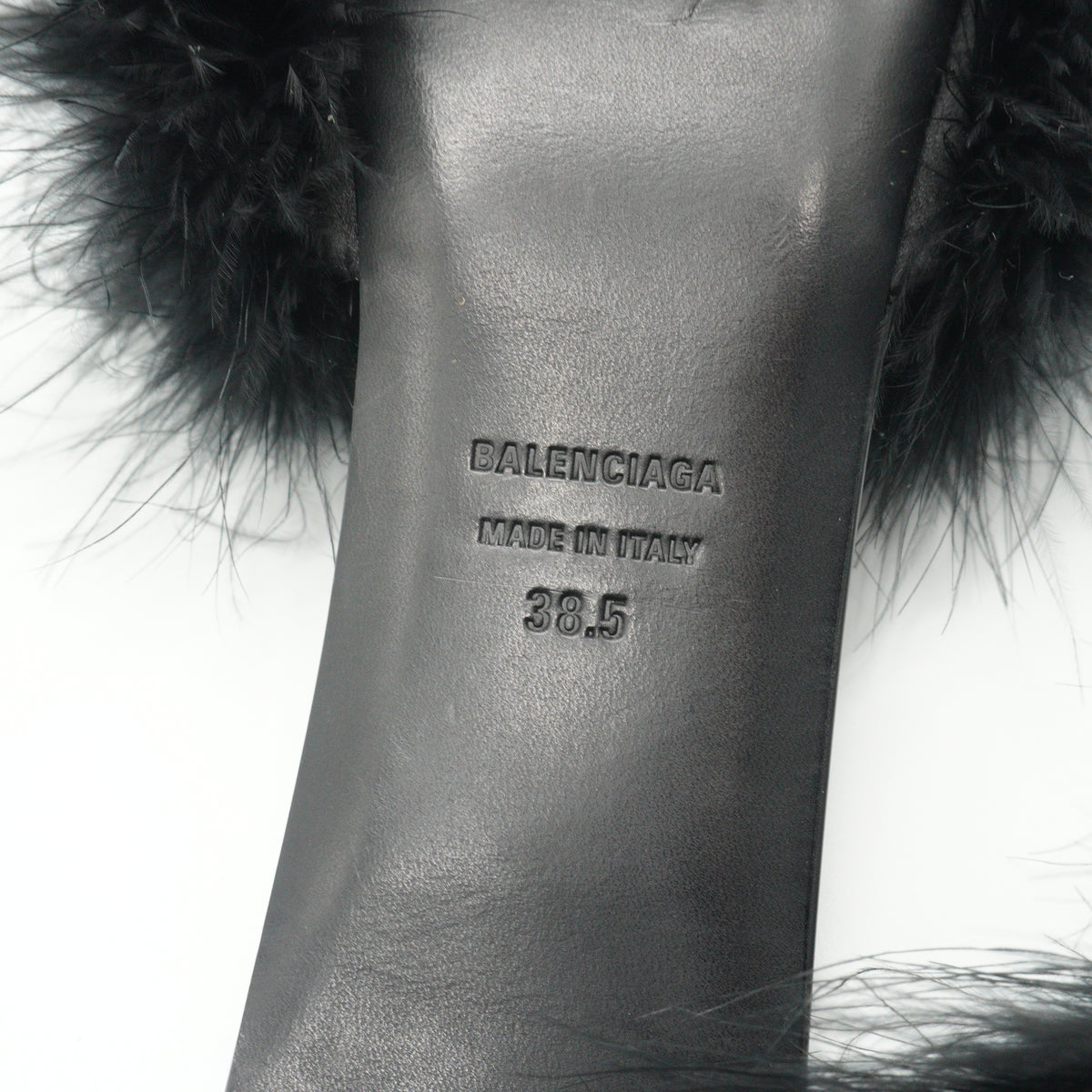 Balenciaga Mono Feather Embellished Muels Black size 38.5