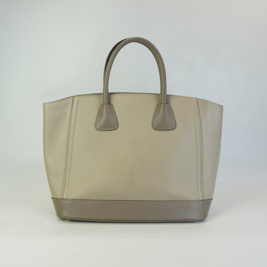 Prada Saffiano Lux Shopping Tote Bag Beige Medium GHW