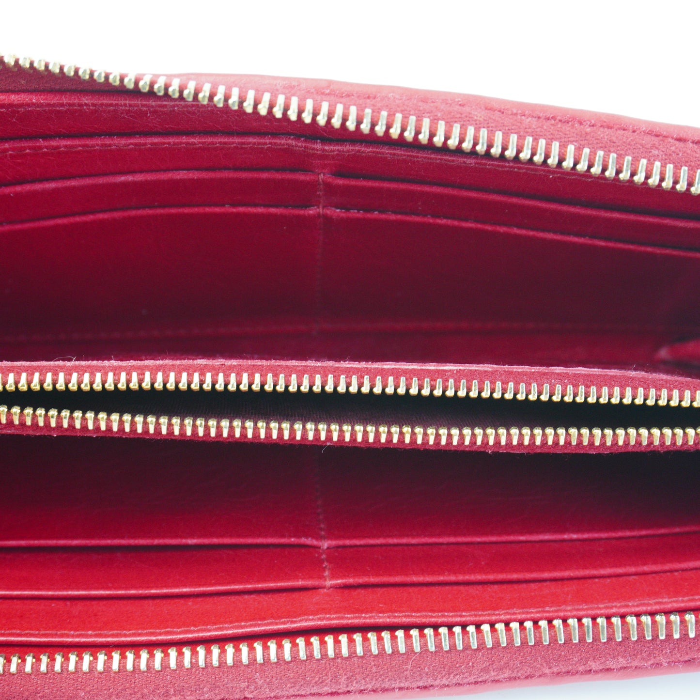 MiuMiu Matelasse Quilted Leather Zip Arround Red GHW