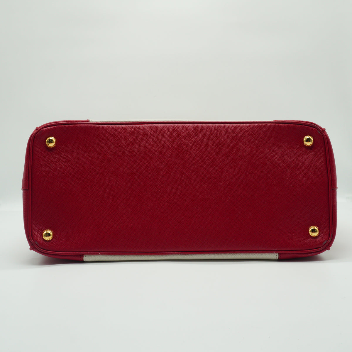 Prada Galleria Large Double Zip Tote White/Red GHW