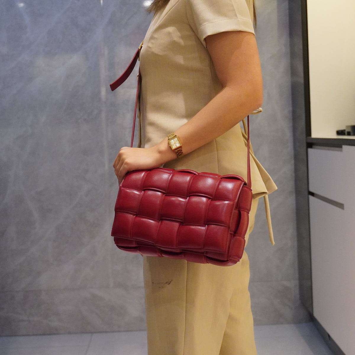 Bottega Veneta Padded Cassette Bag Red Small GHW