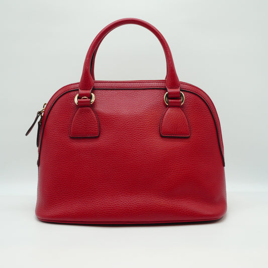 Gucci GG Charm Dome Satchel Medium Red GHW
