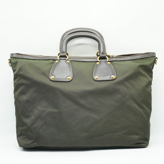 Prada Green Nylon Shoulder Bag GHW Medium