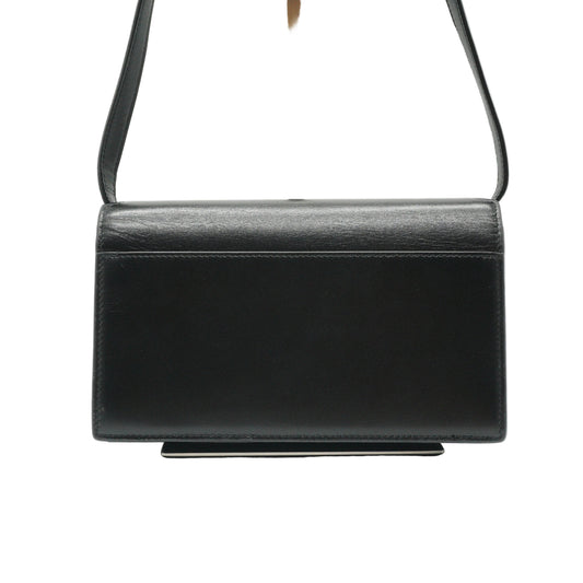 YSL Black Flap Leather Wallet GHW Small