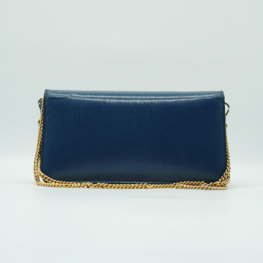 Prada Vitello Small Move Wallet Blue GHW