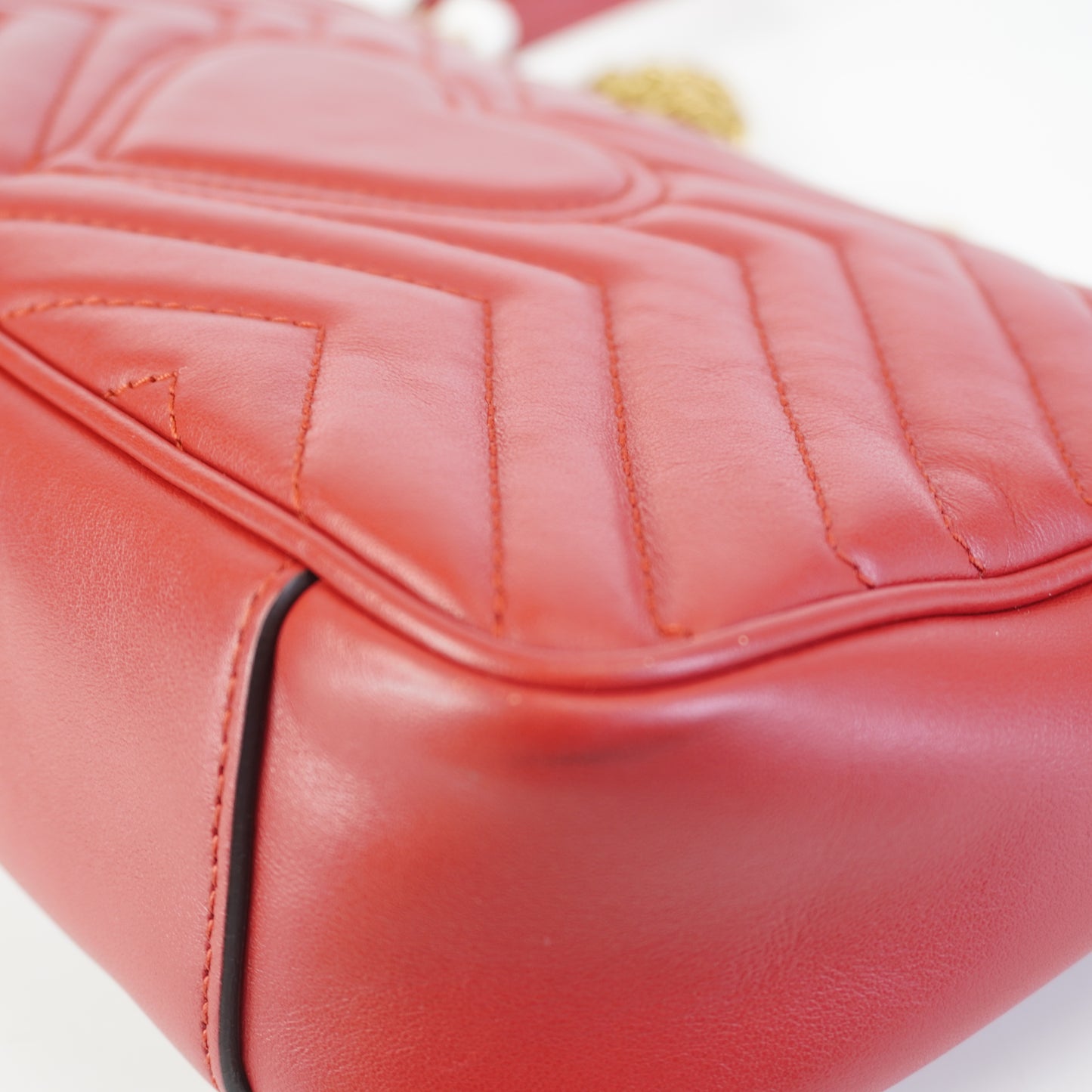Gucci GG Marmont Matelasse Medium Red Shoulder Bag GHW