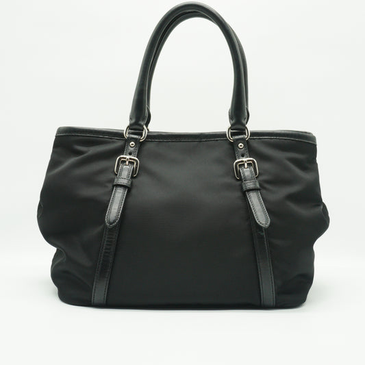 Prada Tessuto Nylon Satchel Bag Black Medium SHW